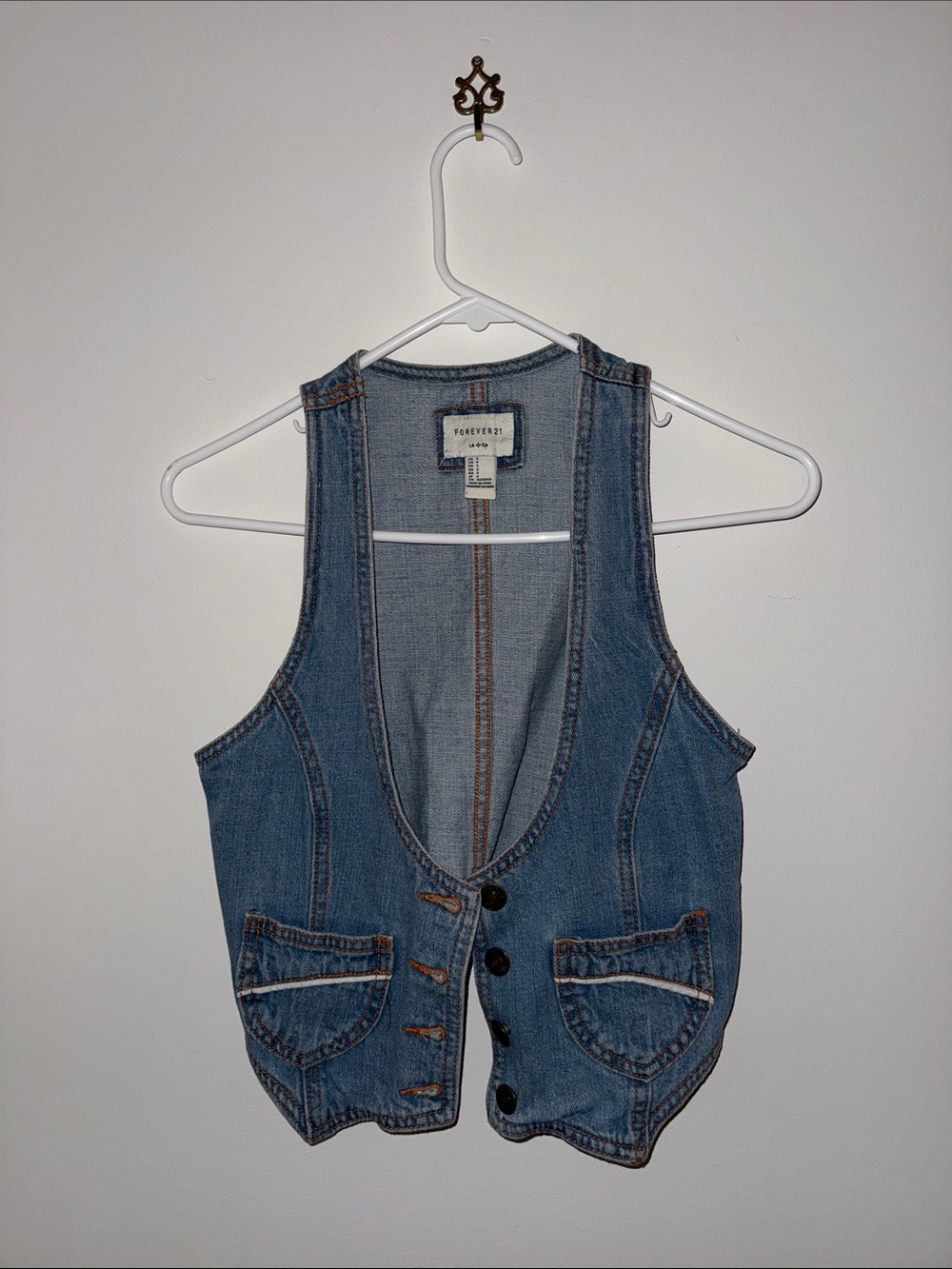 Forever 21 Light Blue Denim Button Vest